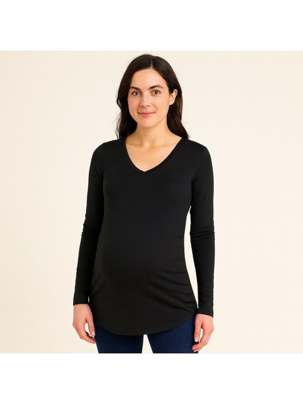 A Pea in the Pod x Grey State Black Long Sleeve Maternity Tee